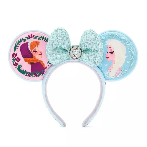 Disney Frozen 10th Anniversary Elsa Anna Olaf Mickey Minnie Ears Headband - Picture 2 of 7